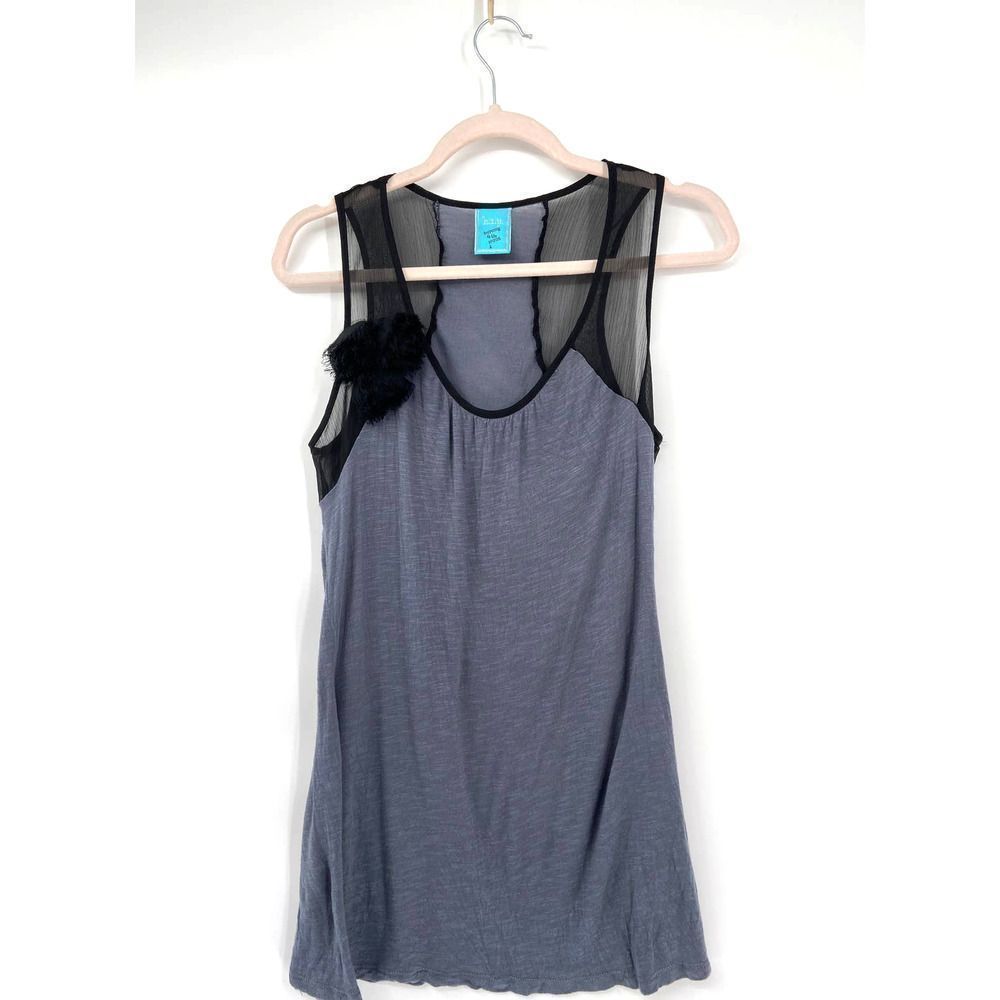 H.I.P Happening in the Present Gray/Black Sleeveless Mesh Sleeveless Top Large